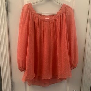 Coral 3/4 inch sleeve blouse